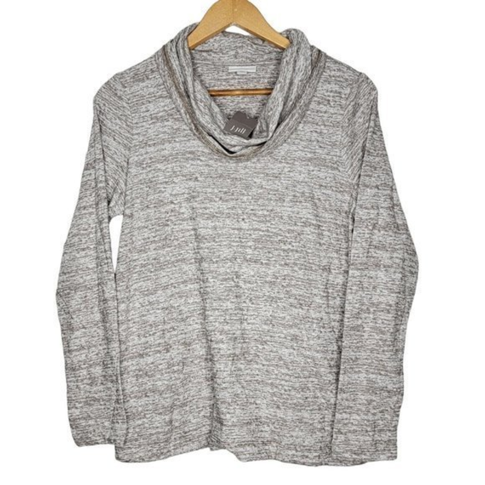 J. Jill PureJill Small Heather Tan‎ Cowl Neck Pullover Lightweight Sweater